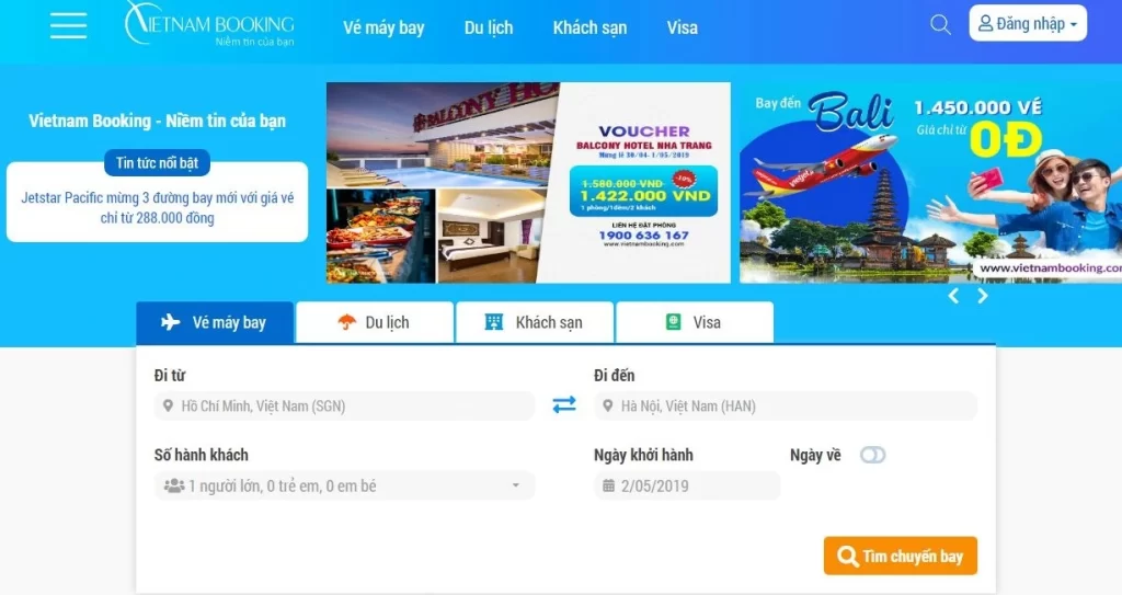 Mua vé giá rẻ tại Việt Nam Booking tuiriviu